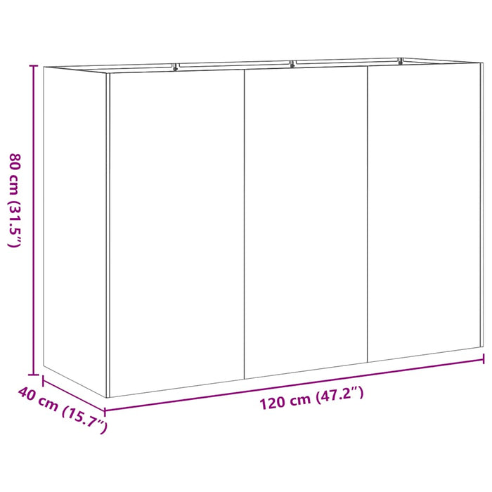Jardinier negru 120x40x80 cm Oțel laminat la rece - WALTI WALTI