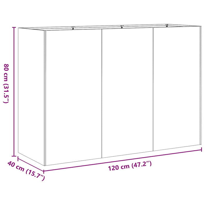 Jardinieră verde măsline 120x40x80 cm oțel laminat la rece - WALTI WALTI