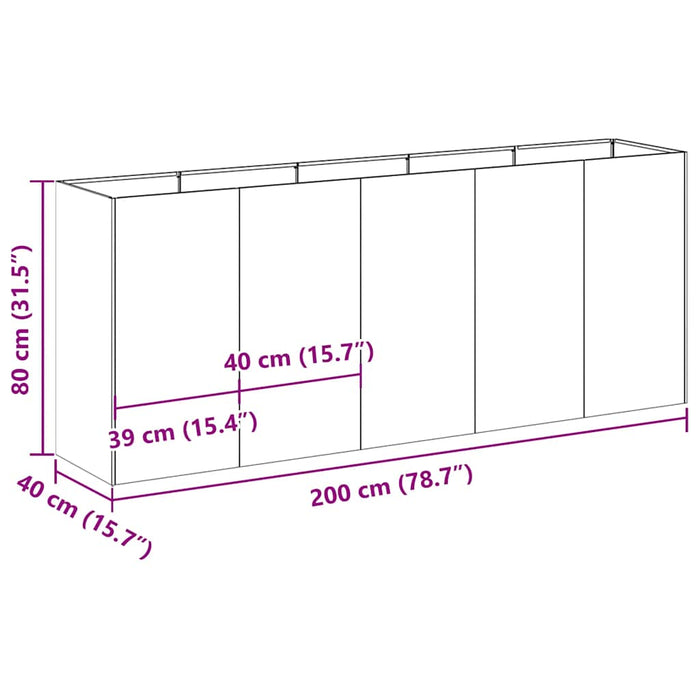 Jardinieră 200x40x80 cm oțel galvanizat WALTI