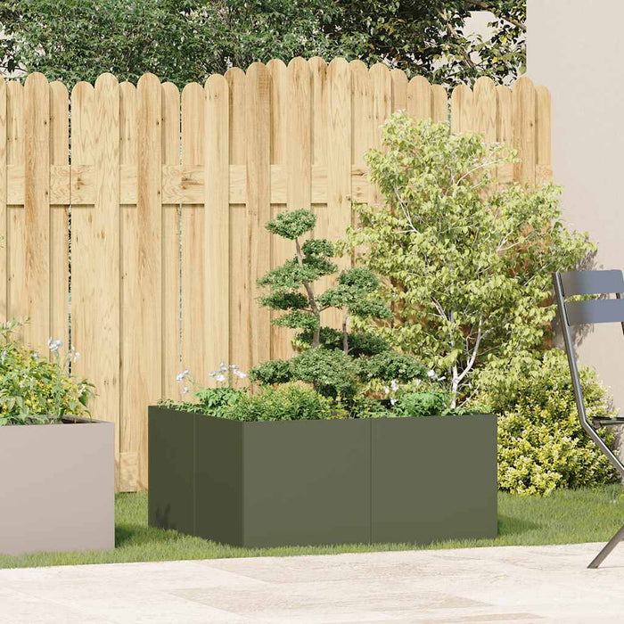 Jardinieră verde măsline 80x80x40 cm oțel laminat la rece - WALTI WALTI