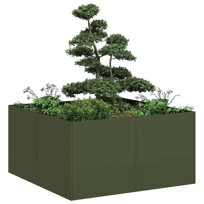 Jardinieră verde măsline 80x80x40 cm oțel laminat la rece - WALTI WALTI