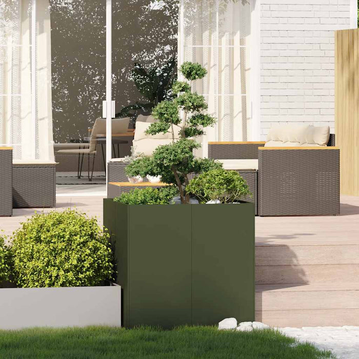Jardinieră verde măsline 80x80x80 cm oțel - WALTI WALTI