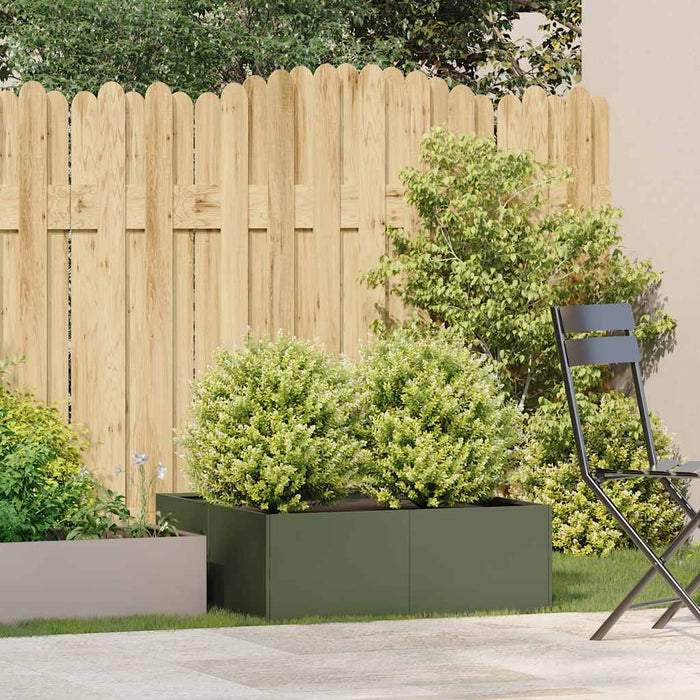 Jardinieră verde măsline 80x80x30 cm oțel - WALTI WALTI