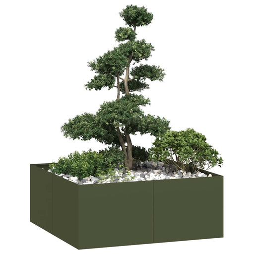 Jardinieră verde măsline 100x100x40 cm oțel - WALTI WALTI