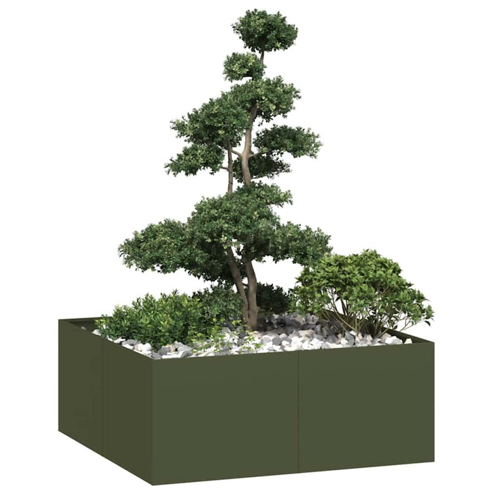 Jardinieră verde măsline 100x100x40 cm oțel - WALTI WALTI
