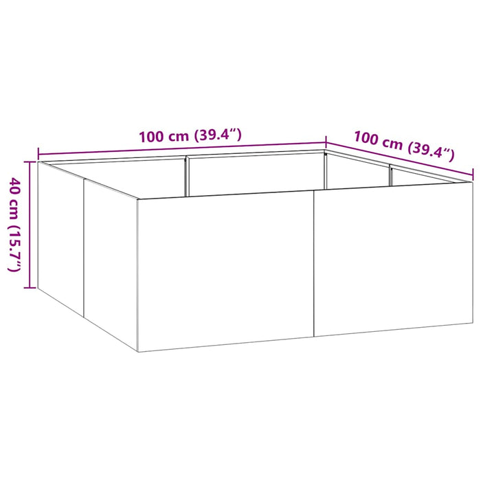 Jardinieră Rusty 100x100x40 cm Oțel pentru intemperii - WALTI WALTI