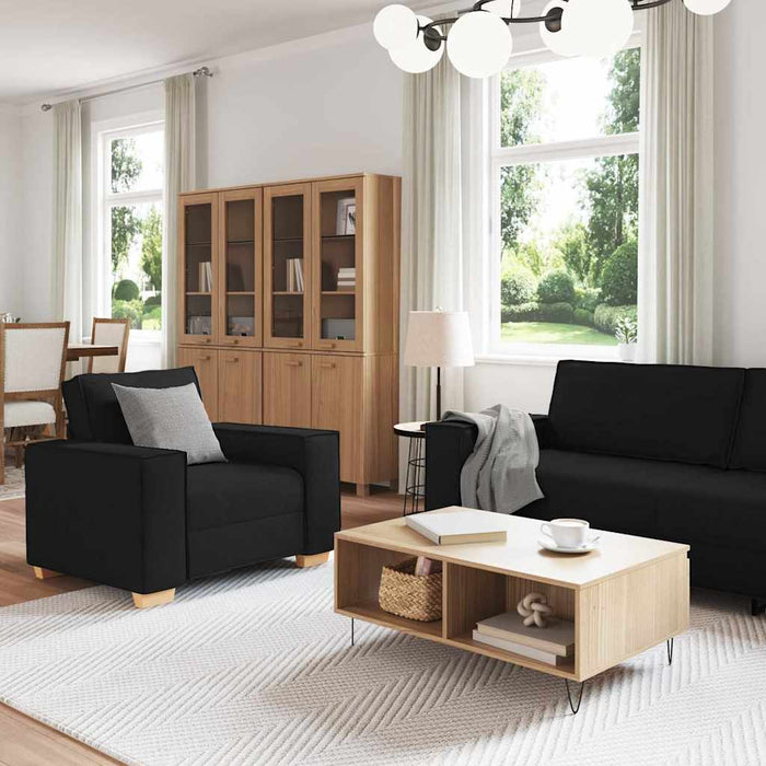 Set de canapea cu pernă 3 pcs Negru 220 x 78 x 84 cm țesătură - WALTI WALTI