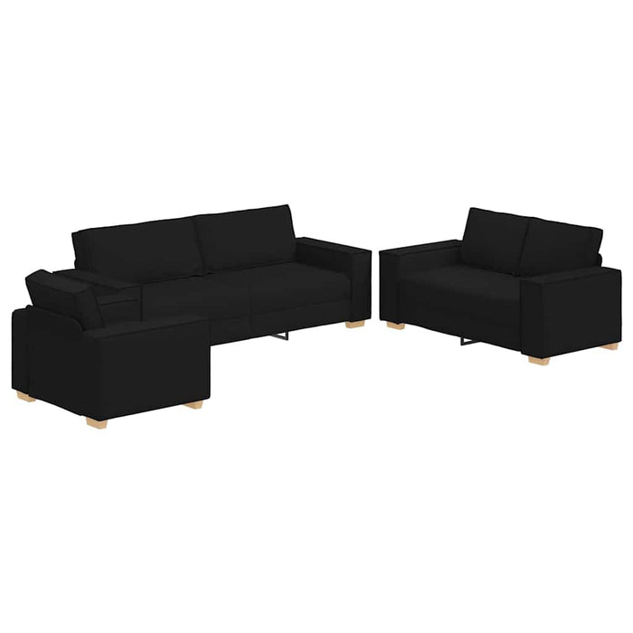 Set de canapea cu pernă 3 pcs Negru 220 x 78 x 84 cm țesătură - WALTI WALTI