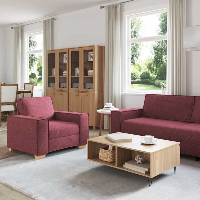 Canapea 3 pcs Roșu Vin 220 x 80 x 84 cm Material textil din in - WALTI WALTI
