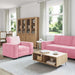 Set de canapele cu perne, 3 piese, roz, catifea - WALTI WALTI