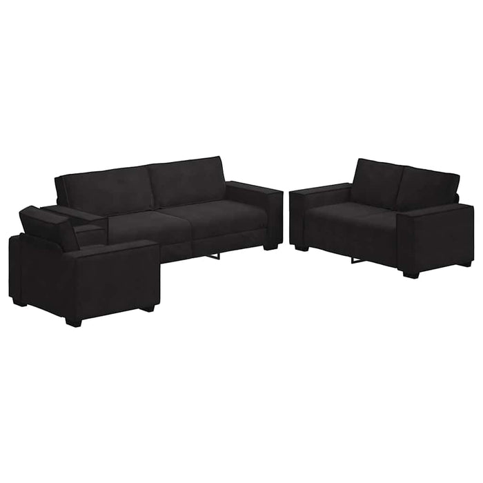 Set de canapele cu perne, 3 piese, negru, catifea - WALTI WALTI