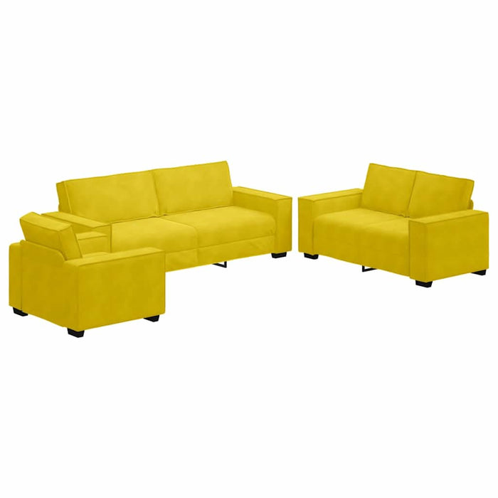 Set de canapele cu perne, 3 piese, galben, catifea - WALTI WALTI