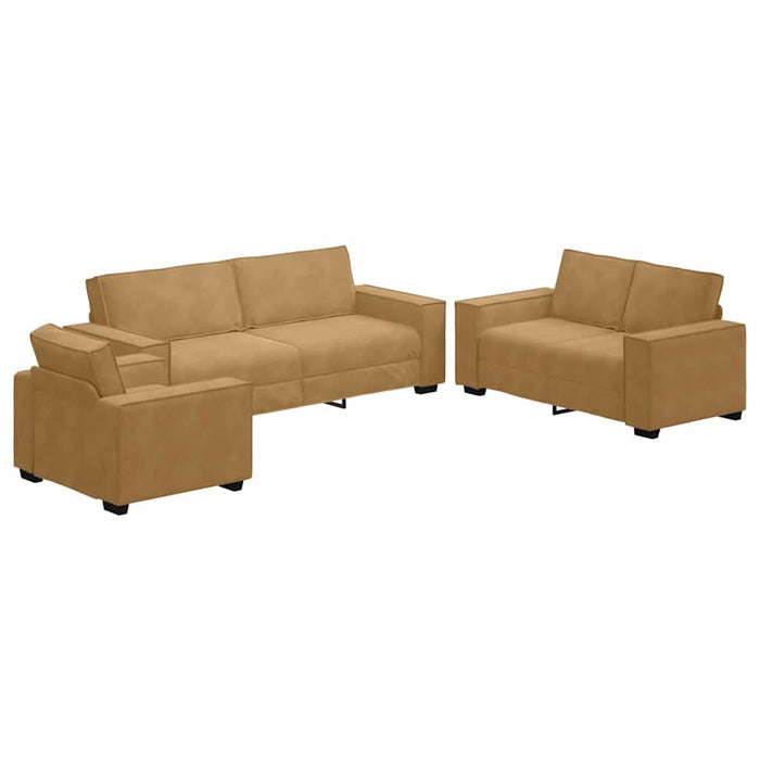Set de canapele cu perne, 3 piese, maro, catifea - WALTI WALTI