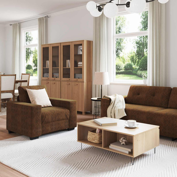 Canapea 3 buc. Maro Material textil din in - WALTI WALTI