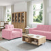 Canapea 3 pcs Roz Material textil din in - WALTI WALTI