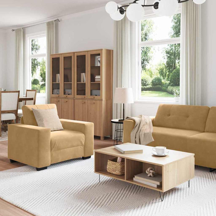 Canapea 3 pcs Maro Material textil din in - WALTI WALTI