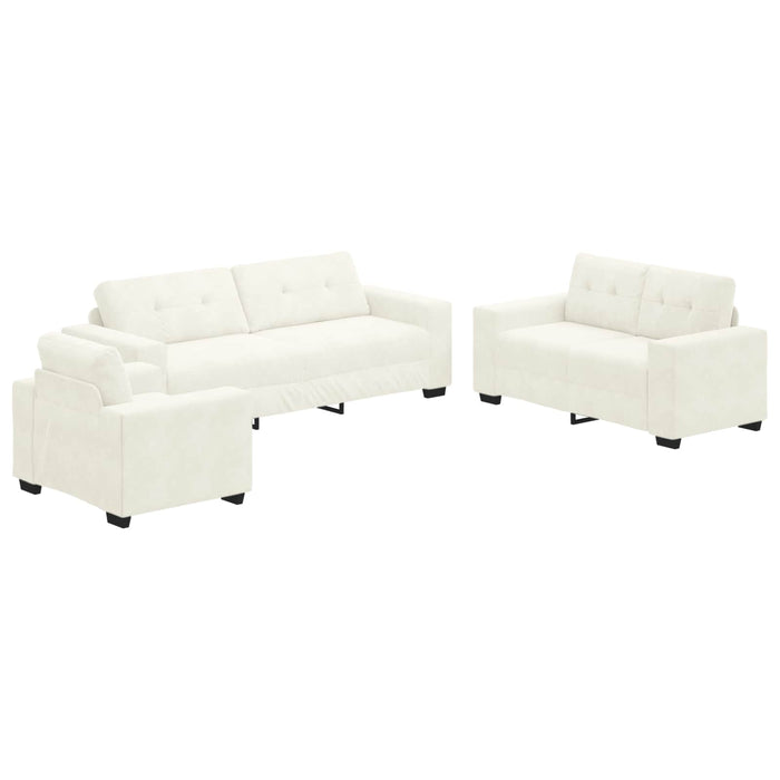 Set de canapea 3 pcs Crem 221 x 80 x 80 cm Catifea - WALTI WALTI
