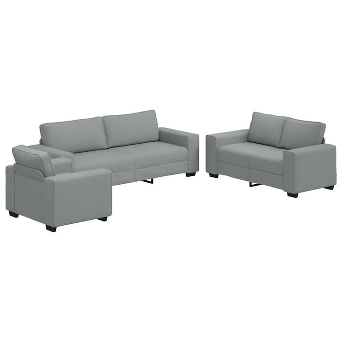 Set de canapele cu perne, 3 piese, gri deschis, textil - WALTI WALTI