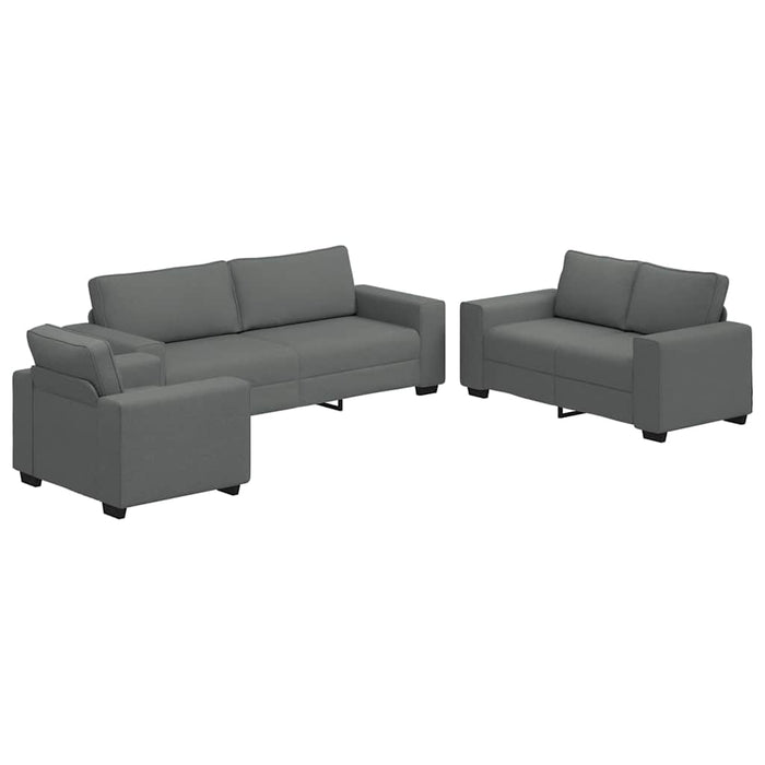 Set de canapele cu perne, 3 piese, gri închis, textil - WALTI WALTI