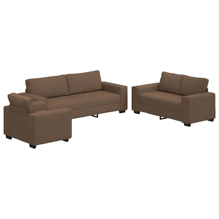 Set de canapele cu perne, 3 piese, maro, textil WALTI