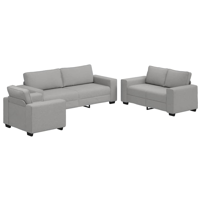 Set de canapele cu perne, 3 piese, gri nor, textil WALTI