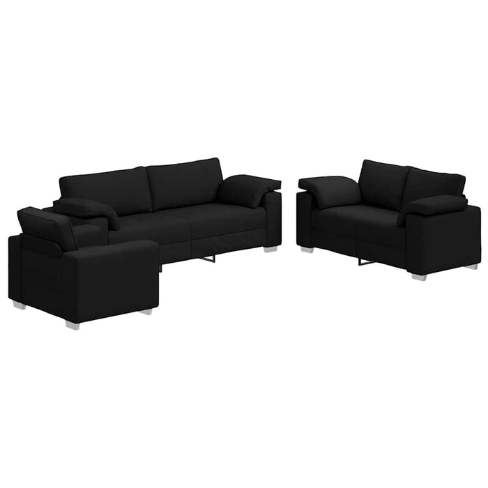 Set de canapea vidaXL 3 piese cu perne, țesătură neagră - WALTI WALTI