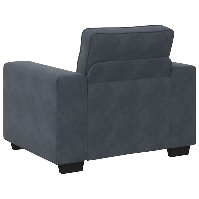 Set de canapele cu perne, 3 piese, gri închis, catifea - WALTI WALTI