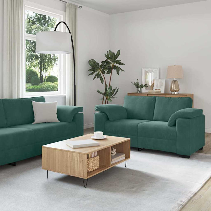 Set de canapele cu perne, 3 piese, verde închis, catifea - WALTI WALTI