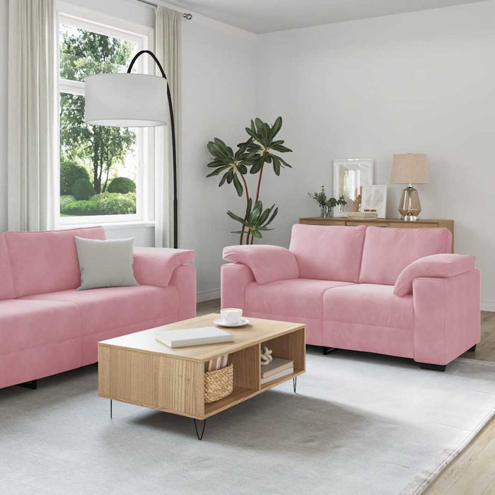 Set de canapele cu perne, 3 piese, roz, catifea - WALTI WALTI