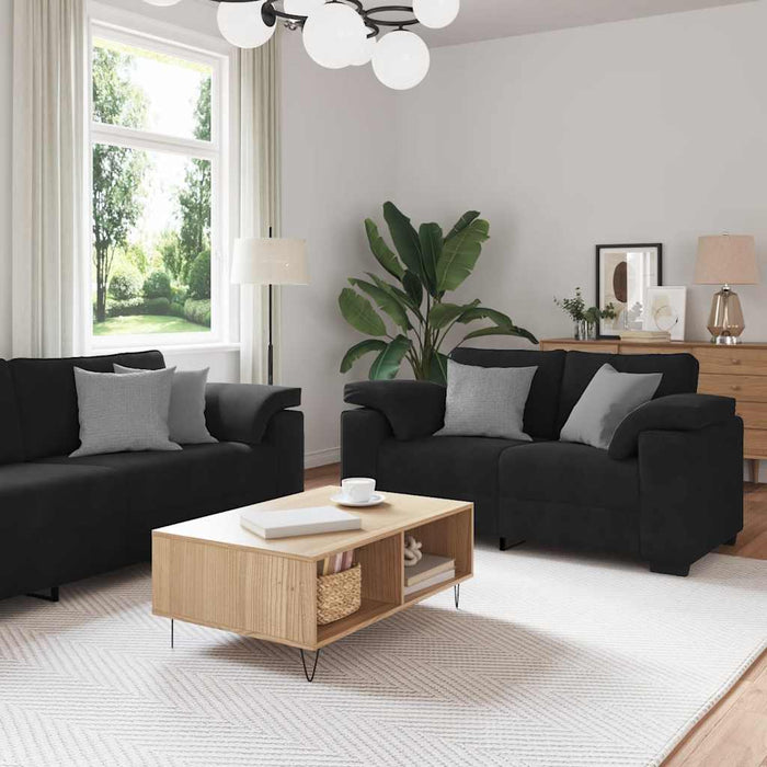 Set de canapele cu perne, 3 piese, negru, catifea - WALTI WALTI