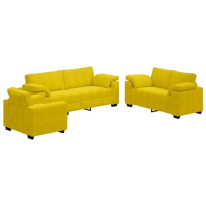 Set de canapele cu perne, 3 piese, galben, catifea - WALTI WALTI