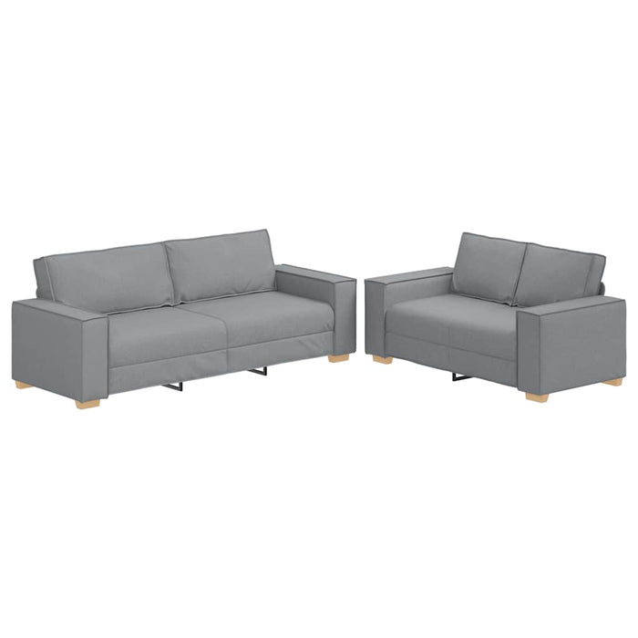 Set de canapele cu perne, 2 piese, gri deschis, textil - WALTI WALTI