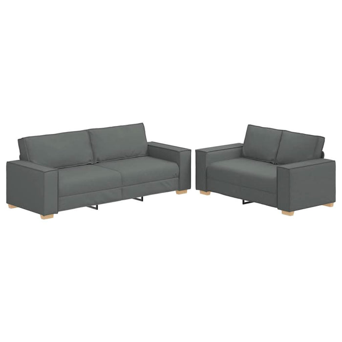 Set de canapele cu perne, 2 piese, gri închis, textil - WALTI WALTI