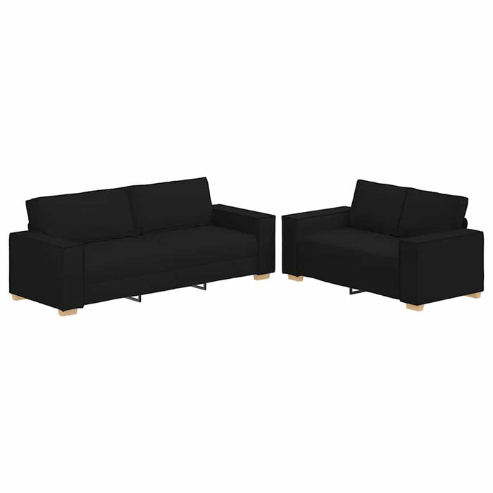 Set de canapele cu perne, 2 piese, negru, textil - WALTI WALTI
