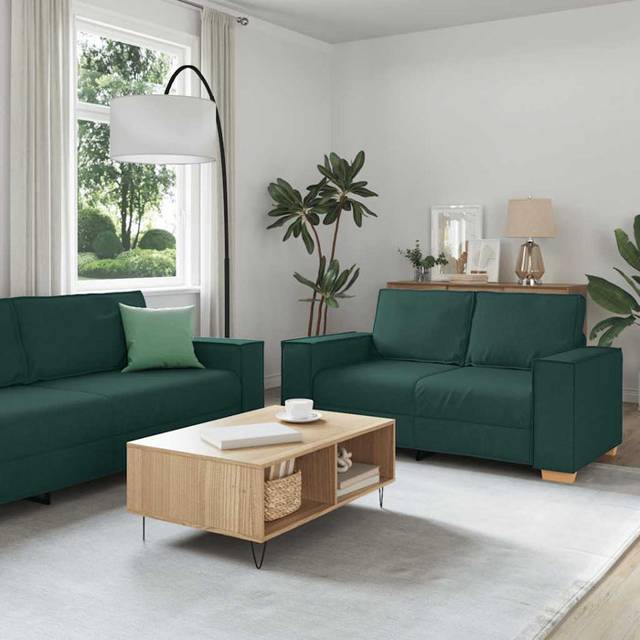 Set de canapele cu perne, 2 piese, verde închis, textil - WALTI WALTI