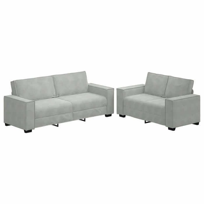 Set de canapele cu perne, 2 piese, gri deschis, catifea - WALTI WALTI