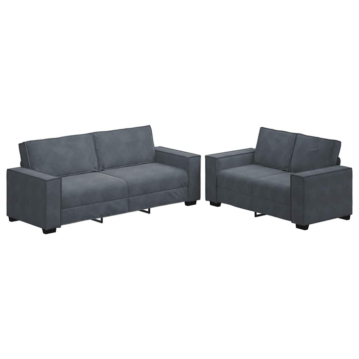 Set de canapele cu perne, 2 piese, gri închis, catifea - WALTI WALTI