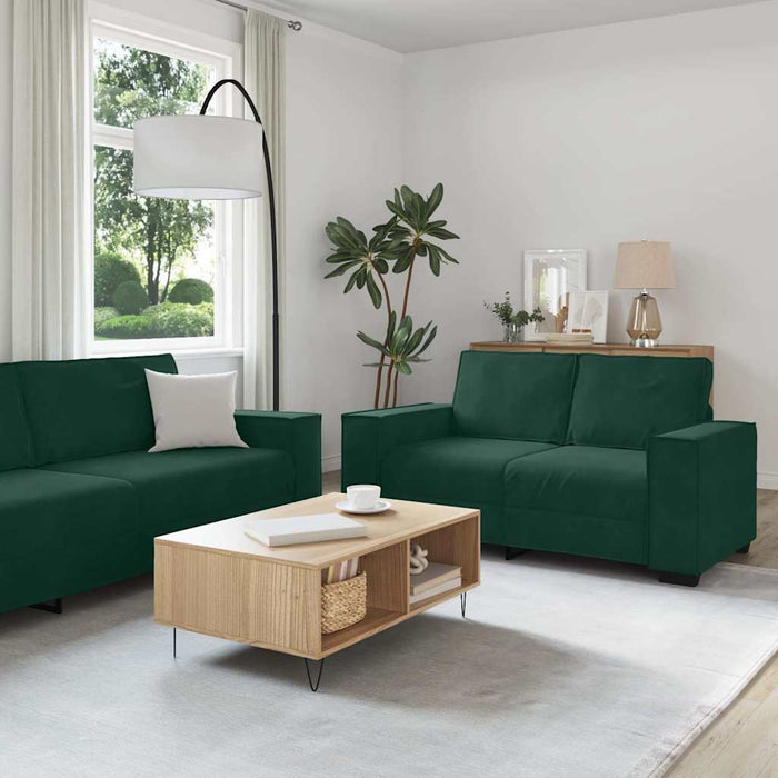 Set de canapele cu perne, 2 piese, verde închis, catifea - WALTI WALTI