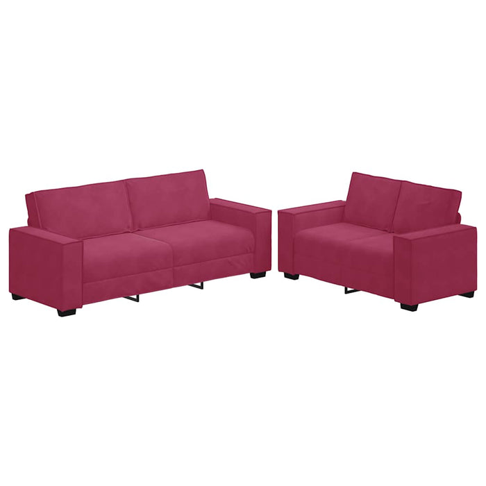 Set canapele cu perne, 2 piese, roșu vin, catifea - WALTI WALTI