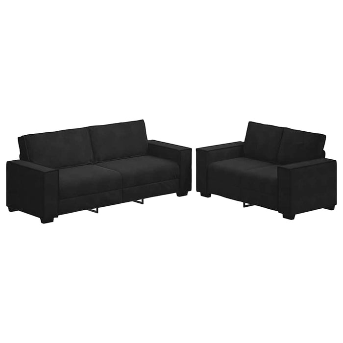 Set de canapele cu perne, 2 piese, negru, catifea - WALTI WALTI