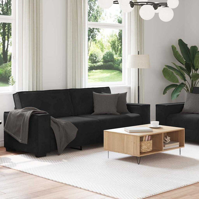 Set de canapele cu perne, 2 piese, negru, catifea - WALTI WALTI