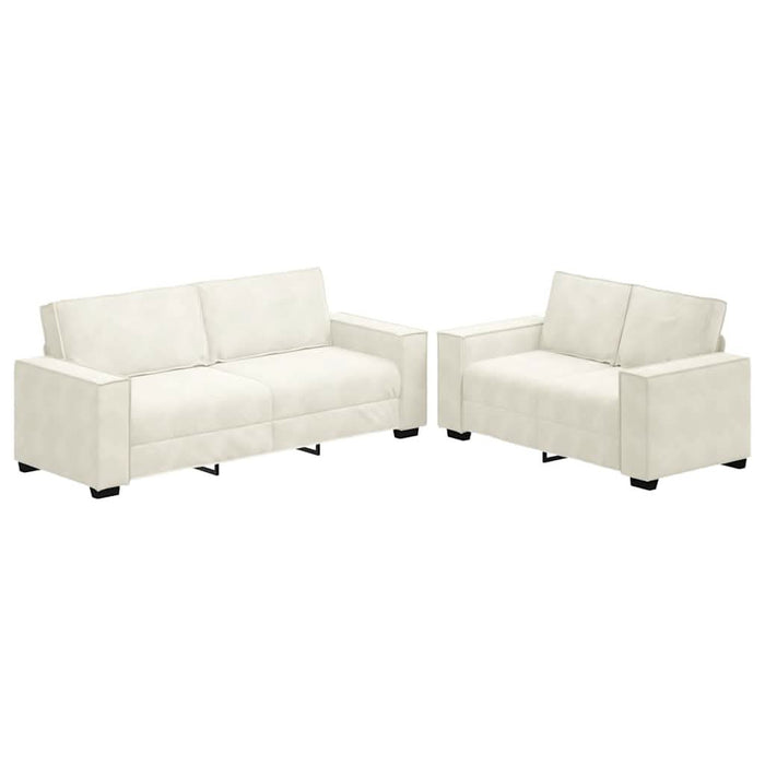 Set de canapele cu perne, 2 piese, crem, catifea WALTI