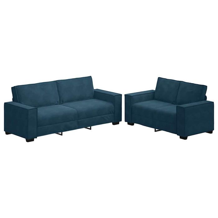 Set de canapele cu perne, 2 piese, albastru, catifea - WALTI WALTI