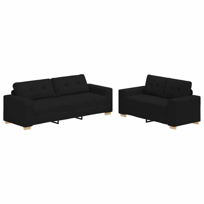 Set canapele 2 piese cu perne, material textil negru - WALTI WALTI