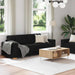 Set canapele 2 piese cu perne, material textil negru - WALTI WALTI