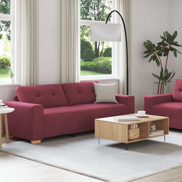 Canapea 2 pcs Roșu Vin 221 x 80 x 80 cm Material textil din in WALTI