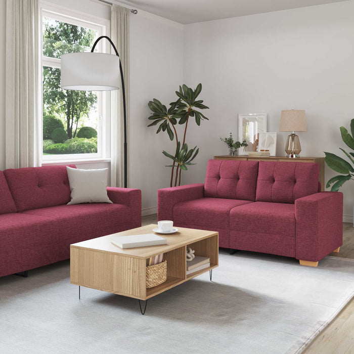 Canapea 2 pcs Roșu Vin 221 x 80 x 80 cm Material textil din in WALTI