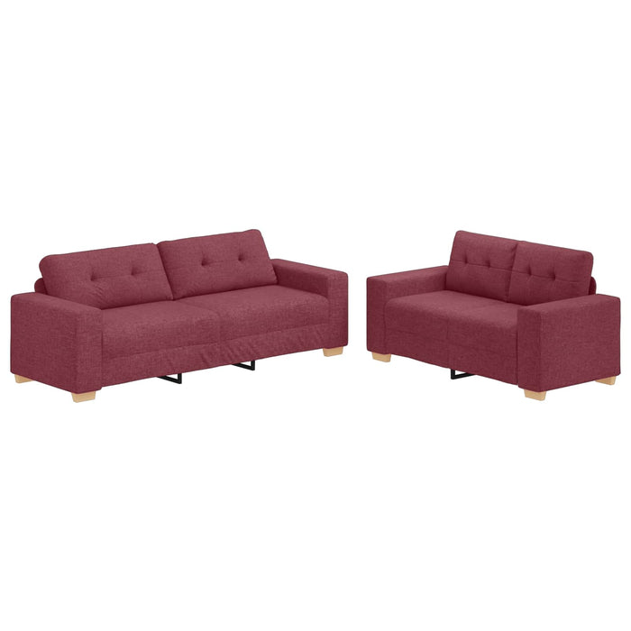 Canapea 2 pcs Roșu Vin 221 x 80 x 80 cm Material textil din in WALTI
