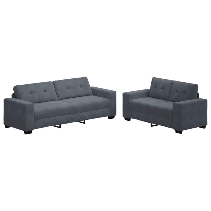 Set canapele 2 piese cu perne gri închis catifea - WALTI WALTI