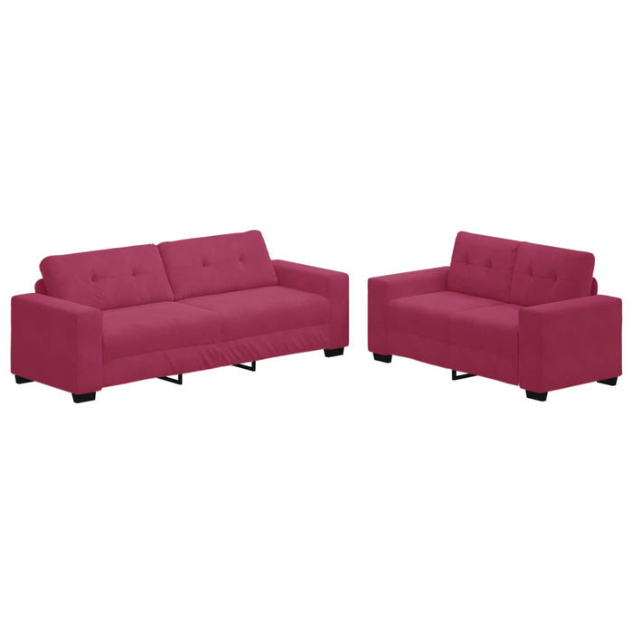Canapea 2 pcs Roșu Vin 221 x 80 x 80 cm Catifea WALTI
